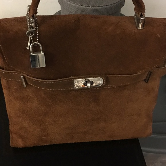 Brown suede handbag originally purchased in Italy - Picture 1 of 7